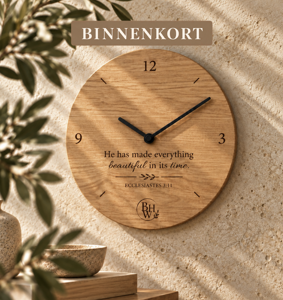 PRE-ORDER NU! In His Time Wall Clock ( 240 x 20mm)