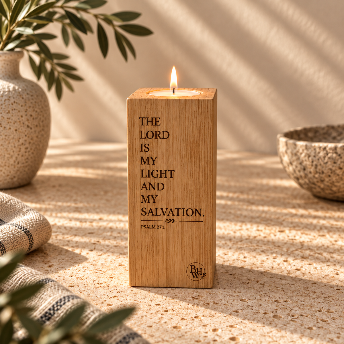 The Lord Is My Light Candle Holder (50 x 50 x 120 mm)